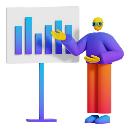 Mann macht Geschäftspräsentation  3D Illustration