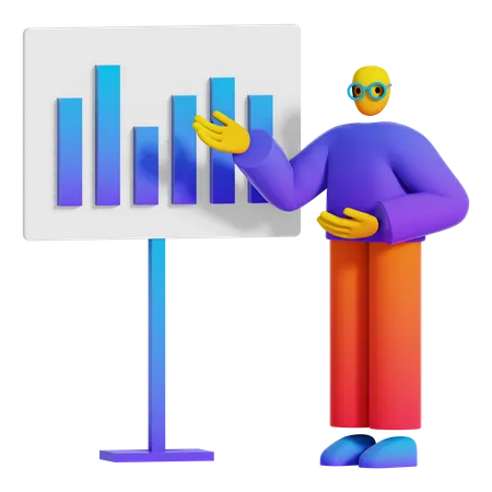 Mann macht Geschäftspräsentation  3D Illustration