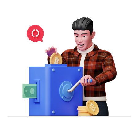 Mann macht Gewinn mit Krypto-Investition  3D Icon