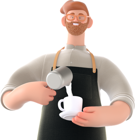 Mann macht Kaffee  3D Illustration