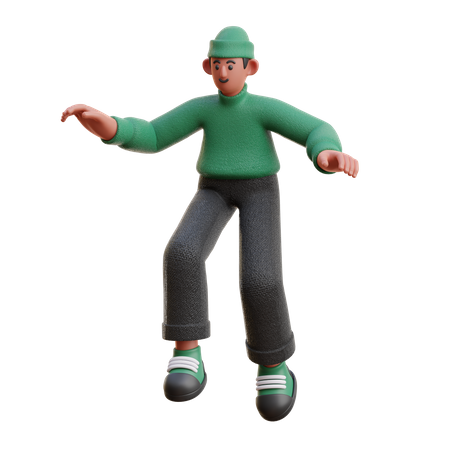 Mann in Sprungpose  3D Illustration