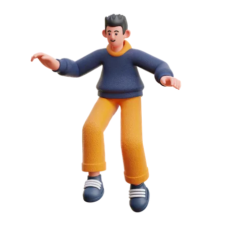 Mann in Sprungpose  3D Illustration