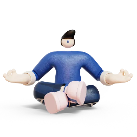 Mann macht Yoga  3D Illustration