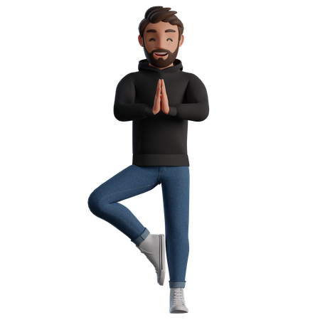 Mann macht Yoga  3D Illustration