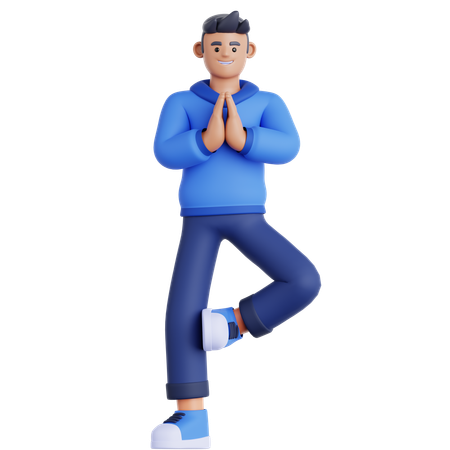 Mann macht Yoga-Übungen  3D Illustration