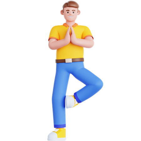 Mann macht Yoga-Übungen  3D Illustration