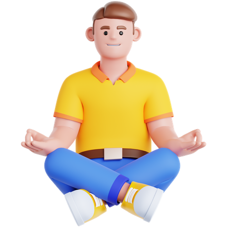 Mann Meditation  3D Illustration