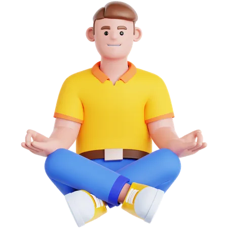 Mann Meditation  3D Illustration