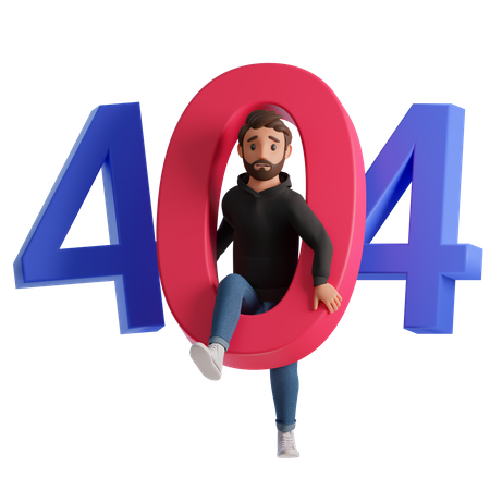 Mann mit 404-Fehler  3D Illustration