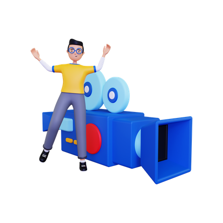 Mann mit Camcorder  3D Icon