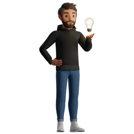 Mann mit Geschäftsidee  3D Illustration
