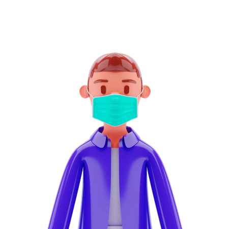 Mann mit Gesichtsmaske  3D Illustration