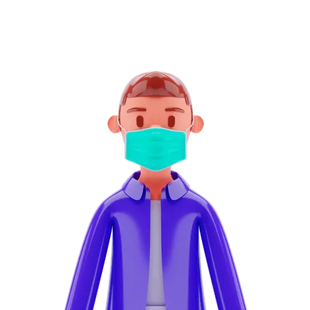 Mann mit Gesichtsmaske  3D Illustration