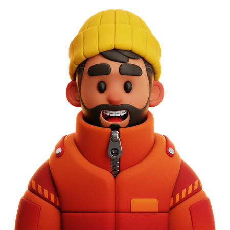 Mann mit großer Jacke  3D Icon