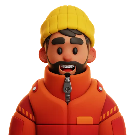 Mann mit großer Jacke  3D Icon