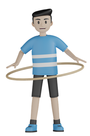 Mann mit Hula-Hoop  3D Illustration