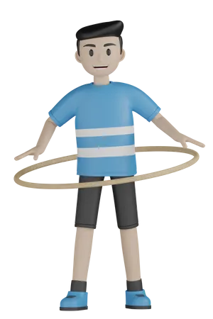 Mann mit Hula-Hoop  3D Illustration