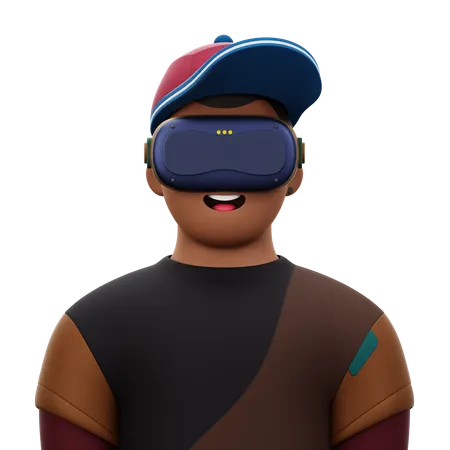 Mann mit Hut und VR  3D Icon