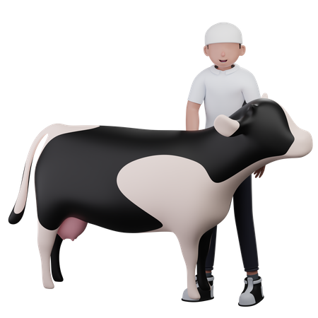 Mann mit Kuh  3D Icon