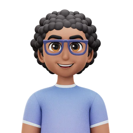 Mann mit lockigem Haar und Brille  3D Icon