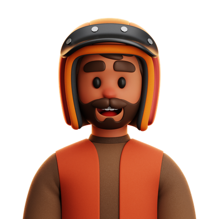 Mann mit Motorradhelm  3D Icon