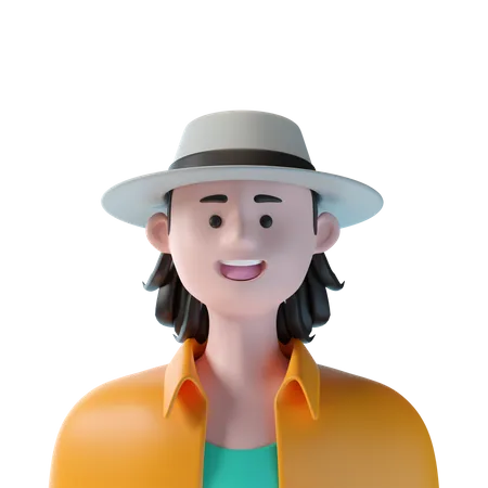 Mann mit rundem Hut  3D Icon