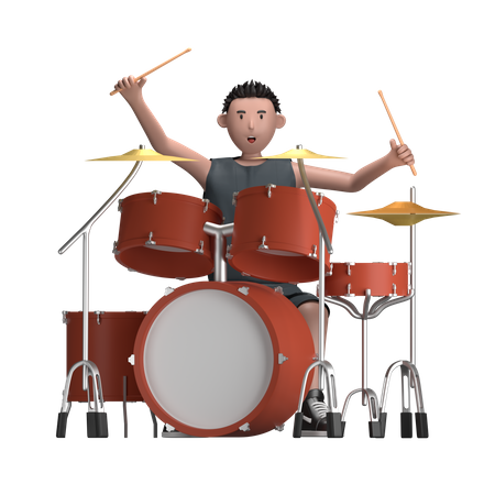 Mann mit Schlagzeug  3D Illustration