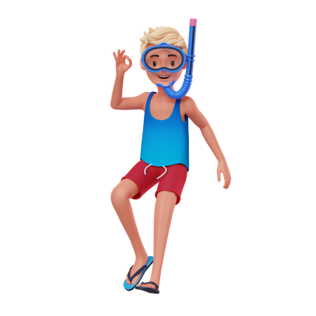 Mann mit Schnorchel  3D Icon