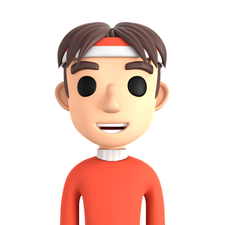 Mann mit Stirnband und rotem Pullover  3D Illustration