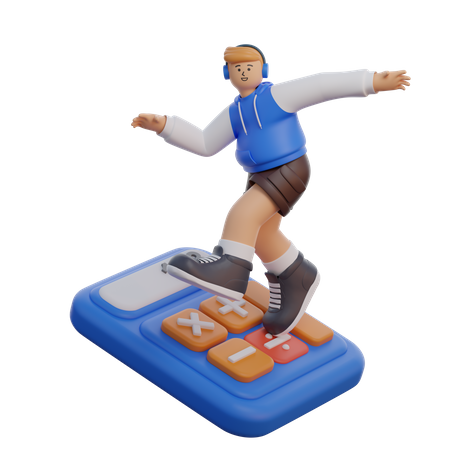 Mann mit Taschenrechner  3D Illustration