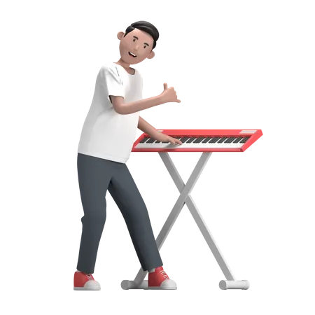 Mann mit Tastatur  3D Illustration