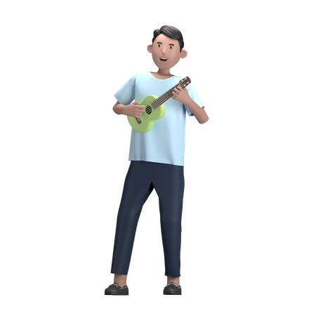 Mann mit Ukulele  3D Illustration