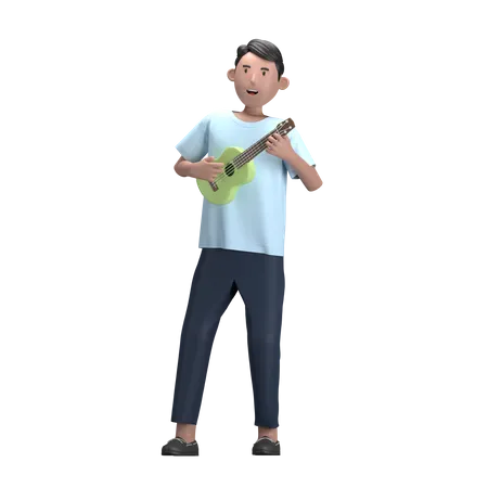 Mann mit Ukulele  3D Illustration
