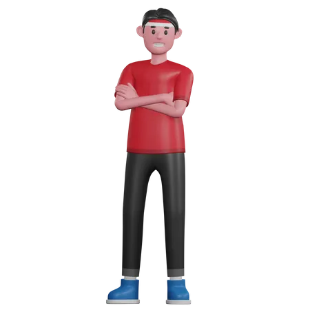 Mann mit verschränkten Armen pose  3D Illustration