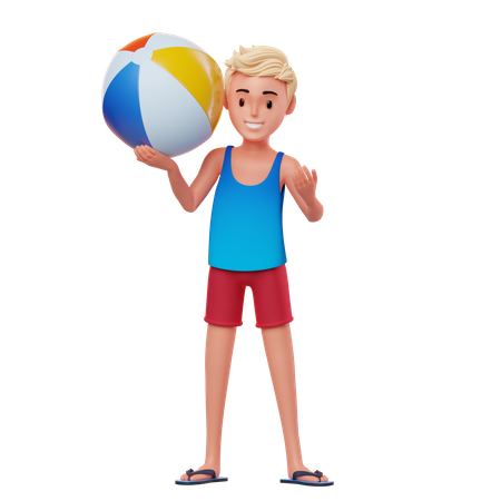 Mann mit Wasserball  3D Illustration