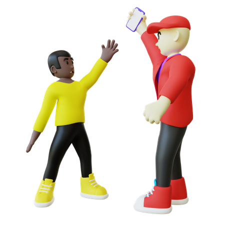 Mann neckt schwarzen Kerl und klaut sein Handy  3D Icon