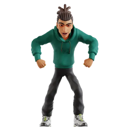 Mann in Feindpose  3D Illustration