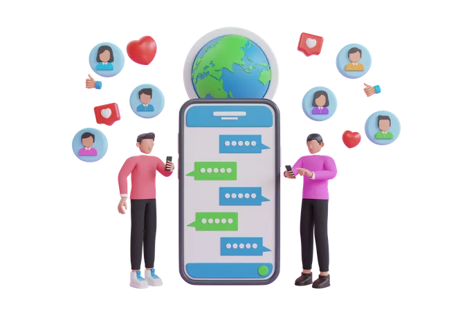 Globales Soziales Netzwerkkonzept 3 D Illustration Online Kommunikation Und Soziale Netzwerke Menschen Kommunizieren Uber Soziale Medien 3 D Rendering 3D Illustration