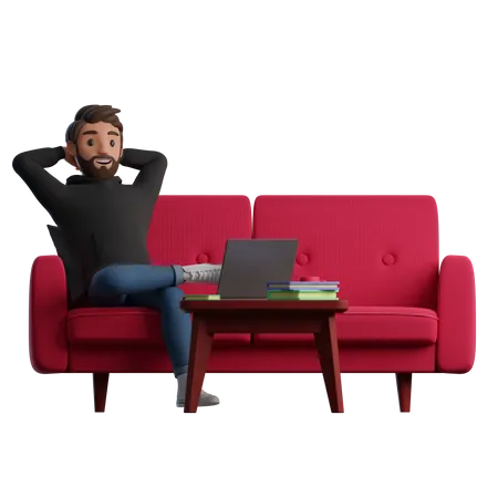 Mann ruht sich auf der Couch aus  3D Illustration