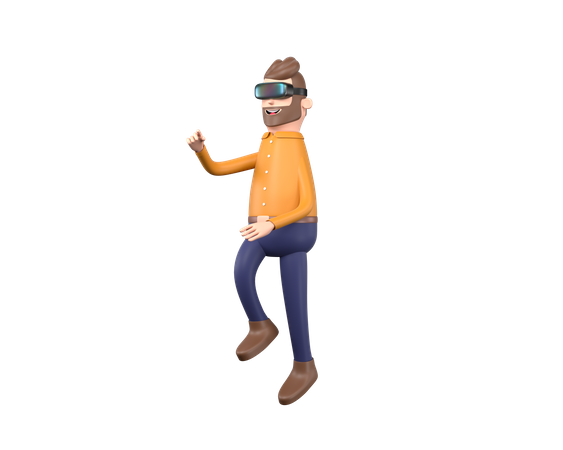 Mann schaut in VR zu  3D Icon