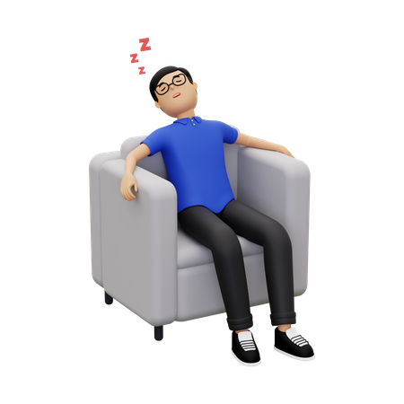 Mann schläft auf dem Sofa  3D Illustration