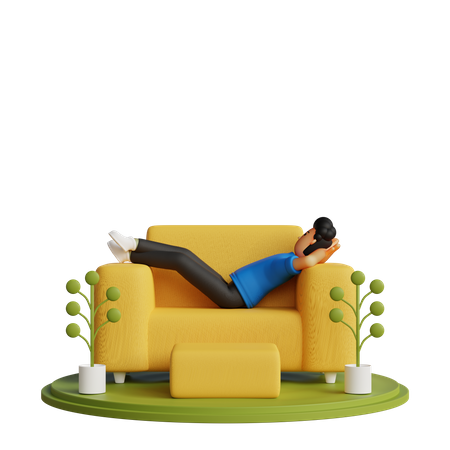 Mann schläft auf Stuhl  3D Illustration