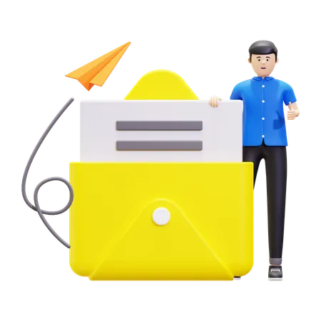 Mann sendet geschäftliche E-Mail  3D Illustration