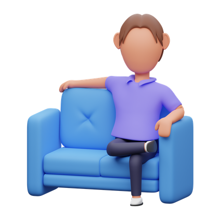 Mann sitzt auf dem Sofa  3D Illustration