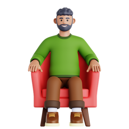 Mann sitzt auf der Couch  3D Illustration