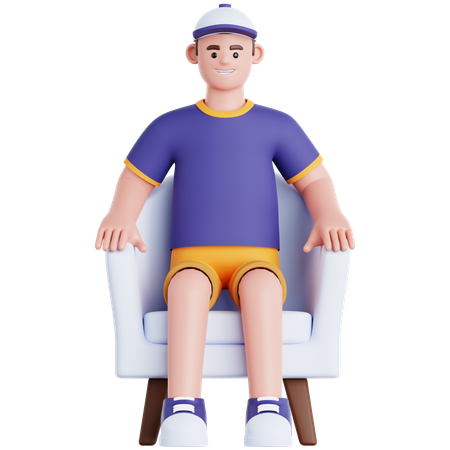 Mann sitzt auf der Couch  3D Illustration