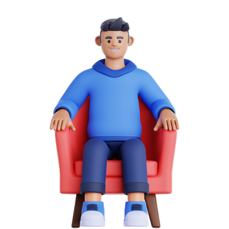 Mann sitzt auf der Couch  3D Illustration