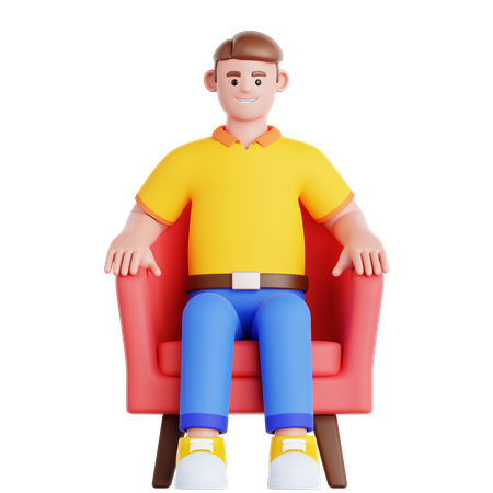 Mann sitzt auf der Couch  3D Illustration