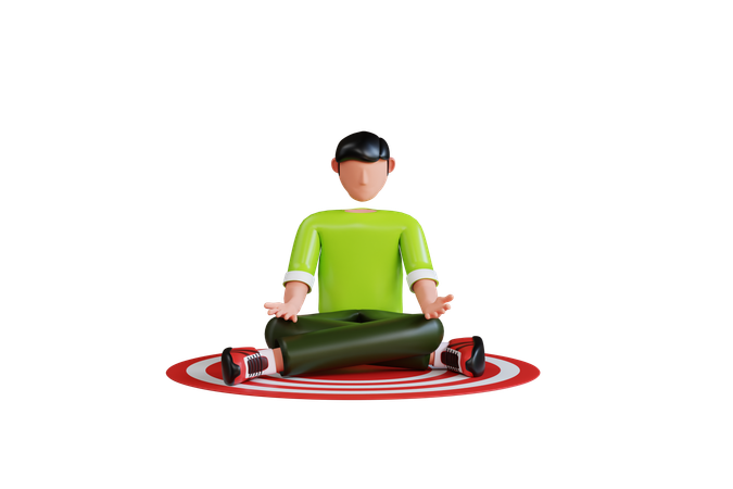 Mann sitzt in entspannender Pose  3D Illustration