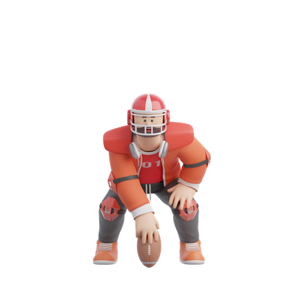 Mann spielt American Football  3D Illustration